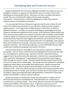 Image for Developing a Law Enforcement Suicide Prevention Campaign Using Public Health Principles: Identifying Risk and Protective Factors